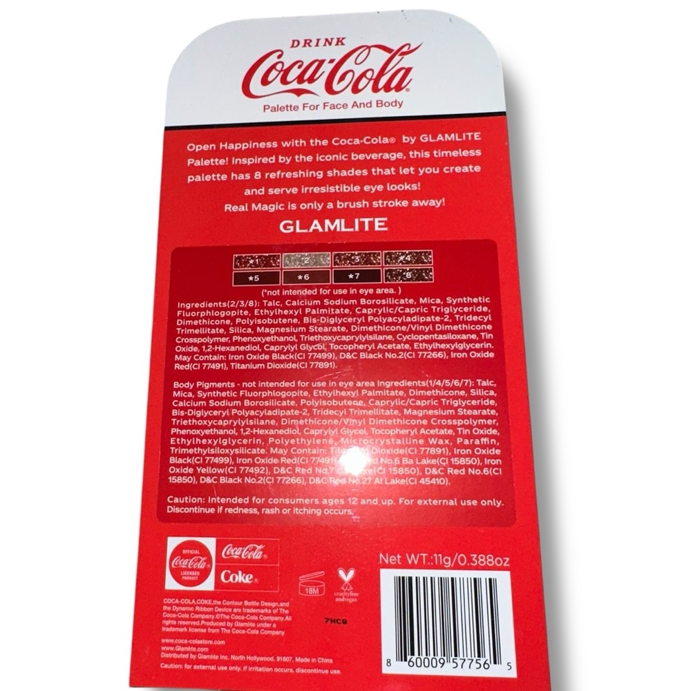 Glamlite x Coca-Cola Original Palette NIB 8 Pan Eyeshadow Shades Collectible - Picture 4 of 5